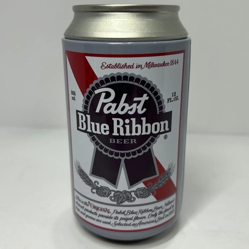 Pabst Blue Ribbon PBR Crew Socks in Collectible Beer Can Tin Bank White Red Blue